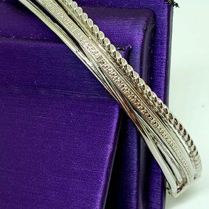 Polished Silver Oval Hinged Dressy Bangle Bracelet